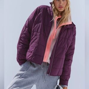NWT Free People Pippa Packable Quilted Puffer Jacket in Black Cherry / Burgundy